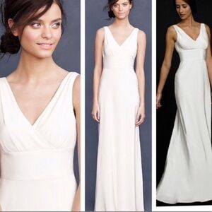 J.CREW 100% silk blush pink v-neck long formal Sophia gown dress size 2